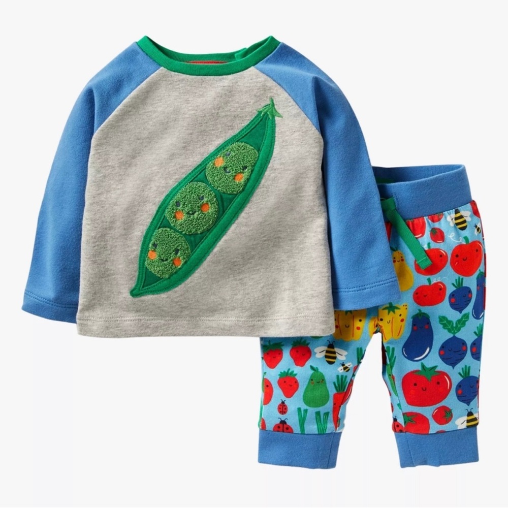 Baby Boden 3-6 Month Veggie Pants and Shirt Set